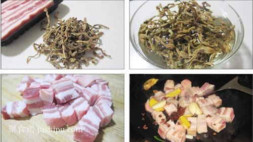 红烧肉烧干豆角的做法 jushipu.com