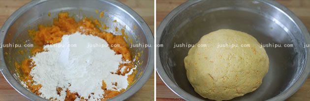 南瓜黑芝麻汤圆的做法 jushipu.com