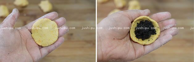 南瓜黑芝麻汤圆的做法 jushipu.com