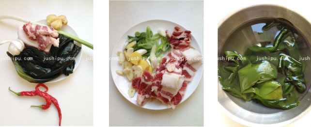 五花肉酥海带的做法 jushipu.com
