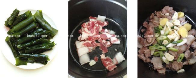 五花肉酥海带的做法 jushipu.com
