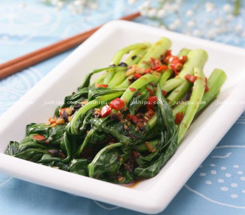 辣炒菜心的做法 jushipu.com