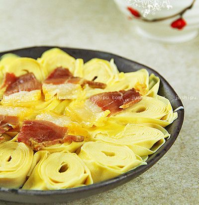 咸肉蒸百叶的做法 jushipu.com