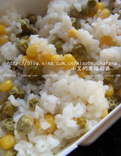 甜玉米青豆饭的做法 jushipu.com