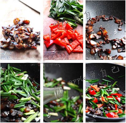 蒜炒腊肉的做法 jushipu.com