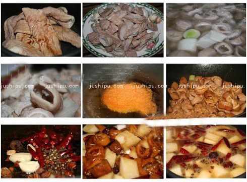 红烧肥肠的做法 jushipu.com